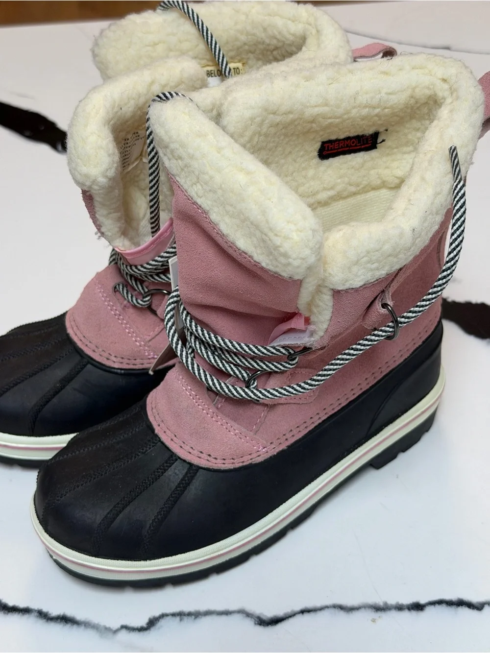 American Apparel Pink and Black Kids Snow Boots
